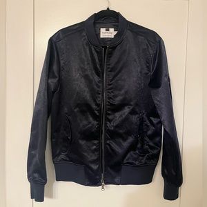 Topman Crushed Satin Bomber Jacket (S)